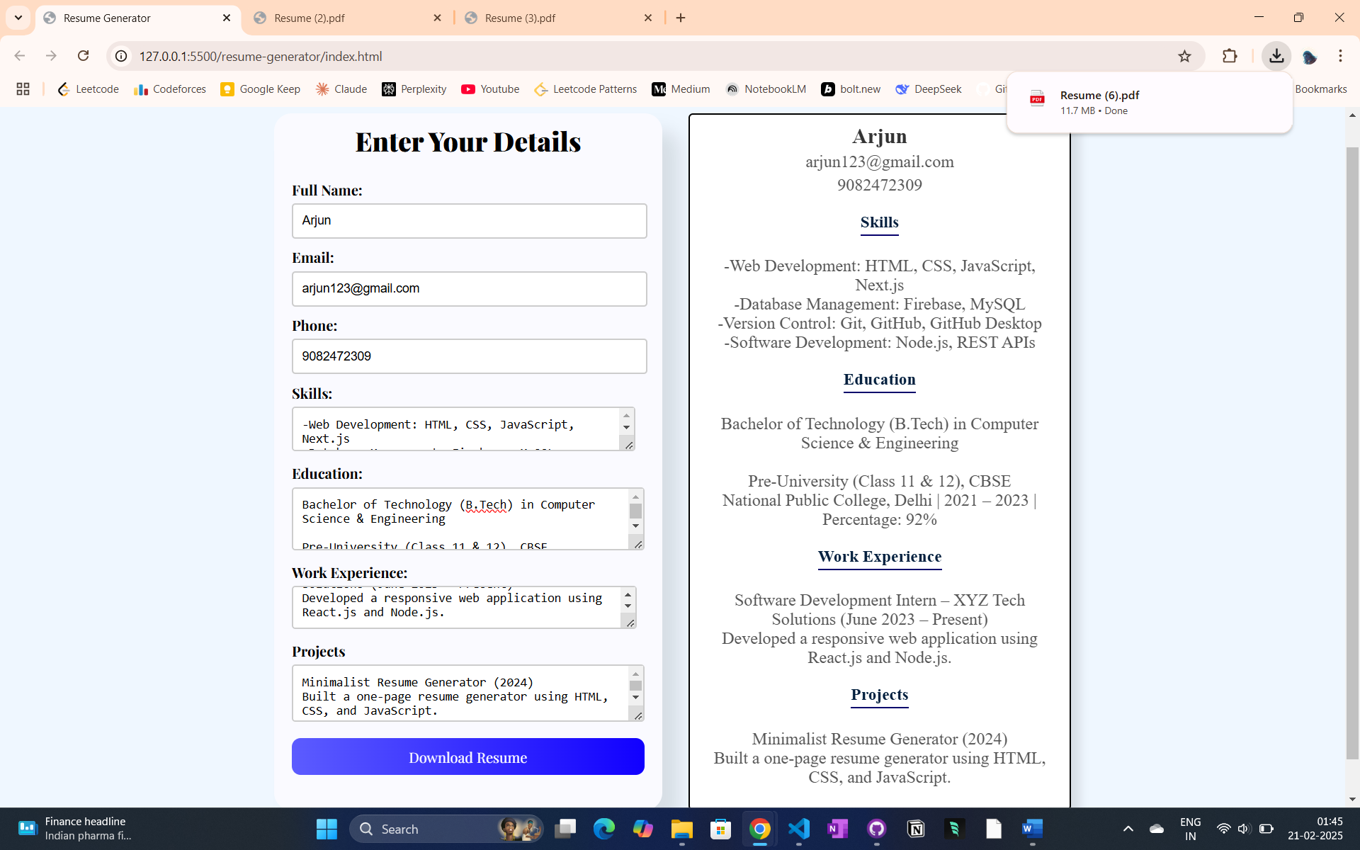 Resume Generator